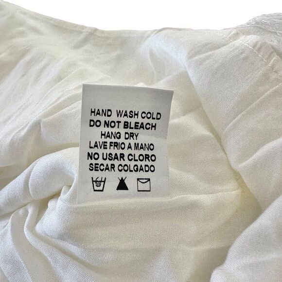 NWT‎ Crescent Eyelash White Babydoll Long Sleeve Semi Sheer Mini Dress, Small - Picture 13 of 13